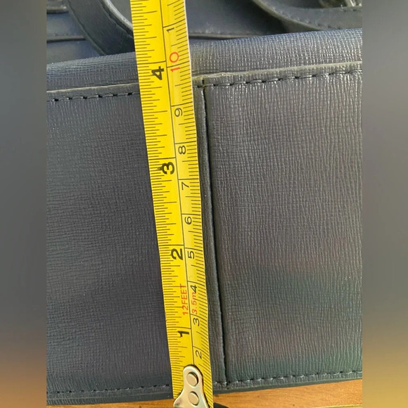 Emma Fox GIDRAN Navy Deep Blue Leather Tote w/ crossbody strap Houndstooth Liner - Picture 11 of 16